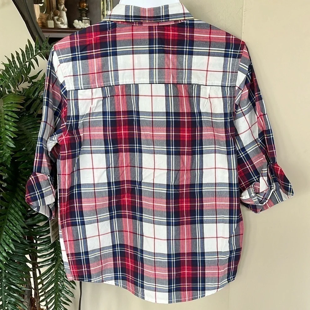 Brand New OshKosh B’Gosh Plaid Button Down Shirt Collared Cotton Long Sleeve